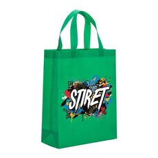 Borsa in tessuto non tessuto stampato con alfabeto, stampa su richiesta, dimensioni: 41x35x12 cm (verde erba)