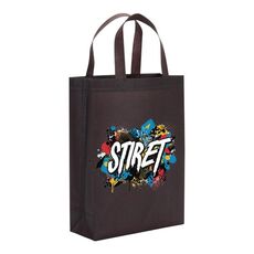 Borsa in tessuto non tessuto stampato con alfabeto, stampa su richiesta, dimensioni: 41x35x12 cm (caffè)