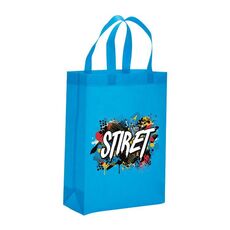 Borsa in tessuto non tessuto stampato con alfabeto, stampa su richiesta, dimensioni: 41x35x12 cm (azzurro cielo)