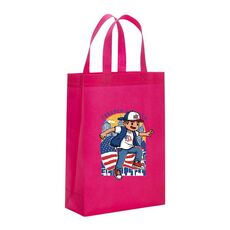 Borsa in tessuto non tessuto stampato per bambini, stampa su richiesta, dimensioni: 38x30x10 cm (rosa rossa)