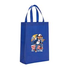 Borsa in tessuto non tessuto stampato per bambini, stampa su richiesta, dimensioni: 41x35x12 cm (blu reale)