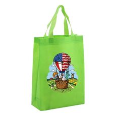 Borsa in tessuto non tessuto stampato a palloncino, stampa su richiesta, dimensioni: 35x25x10 cm (verde frutta)