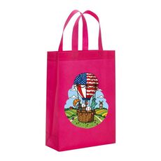 Borsa in tessuto non tessuto stampato a palloncino, stampa su richiesta, dimensioni: 35x25x10 cm (rosso rosa)