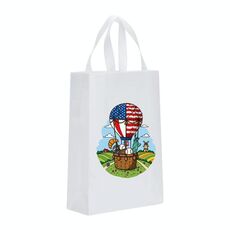Borsa in tessuto non tessuto stampato a palloncino, stampa su richiesta, dimensioni: 38x30x10 cm (bianco)