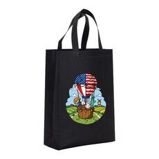 Borsa in tessuto non tessuto stampato a palloncino, stampa su richiesta, dimensioni: 38x30x10 cm (nero)