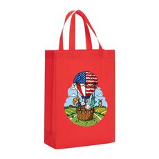 Borsa in tessuto non tessuto stampato a palloncino, stampa su richiesta, dimensioni: 38x30x10 cm (rosso)