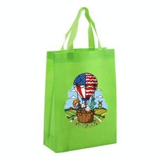 Borsa in tessuto non tessuto stampato a palloncino, stampa su richiesta, dimensioni: 41x35x12 cm (verde frutta)