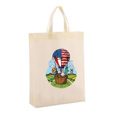 Borsa in tessuto non tessuto stampato a palloncino, stampa su richiesta, dimensioni: 41x35x12 cm (beige)