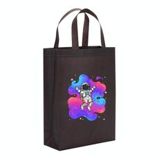 Borsa in tessuto non tessuto stampato con astronauta, stampa su richiesta, dimensioni: 35x25x10 cm (caffè)
