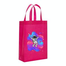 Borsa in tessuto non tessuto stampato con astronauta, stampa su richiesta, dimensioni: 35x25x10 cm (rosso rosa)