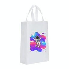 Borsa in tessuto non tessuto stampato con astronauta, stampa su richiesta, dimensioni: 38x30x10 cm (bianco)