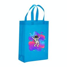 Borsa in tessuto non tessuto stampato con astronauta, stampa su richiesta, dimensioni: 38x30x10 cm (azzurro cielo)