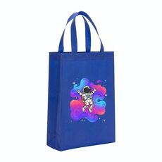 Borsa in tessuto non tessuto stampato con astronauta, stampa su richiesta, dimensioni: 41x35x12 cm (blu reale)