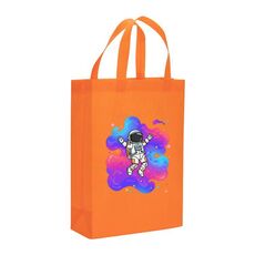 Borsa in tessuto non tessuto stampato con astronauta, stampa su richiesta, dimensioni: 41x35x12 cm (arancione)