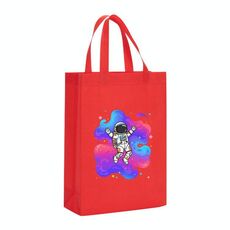 Borsa in tessuto non tessuto stampato con astronauta, stampa su richiesta, dimensioni: 41x35x12 cm (rosso)