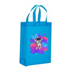 Borsa in tessuto non tessuto stampato con astronauta, stampa su richiesta, dimensioni: 41x35x12 cm (azzurro cielo)