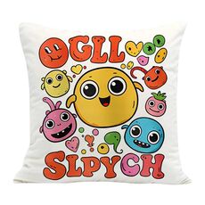 Federa per cuscino da divano con stampa di facce buffe, senza stampa centrale, su richiesta, dimensioni: 35x35 cm (velluto olandese)