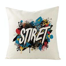 Cuscino per divano con stampa alfabeto con stampa centrale su richiesta, dimensioni: 50x50 cm (lino bianco)