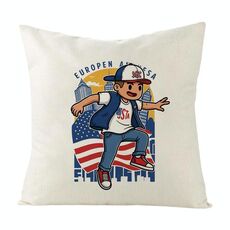 Cuscino per divano stampato per bambini con stampa centrale su richiesta, dimensioni: 45x45 cm (lino bianco)