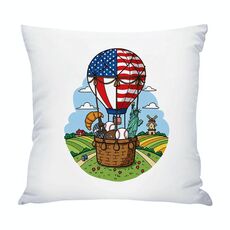 Cuscino per divano con stampa a palloncino con stampa centrale su richiesta, dimensioni: 35x35 cm (raso lucido)
