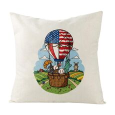 Cuscino per divano con stampa a palloncino con stampa centrale su richiesta, dimensioni: 45x45 cm (lino bianco)