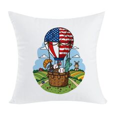 Cuscino per divano con stampa a palloncino con stampa centrale su richiesta, dimensioni: 45x45 cm (velluto color pesca)