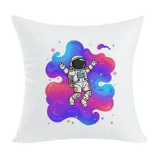 Cuscino per divano stampato con astronauta con stampa centrale su richiesta, dimensioni: 45x45 cm (elasticità bidirezionale)