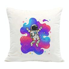 Cuscino per divano stampato con astronauta con stampa centrale su richiesta, dimensioni: 60x60 cm (velluto olandese)