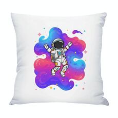 Cuscino per divano stampato con astronauta con stampa centrale su richiesta, dimensioni: 60x60 cm (raso lucido)