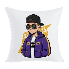 Cuscino per divano stampato hipster con stampa centrale su richiesta, dimensioni: 60x60 cm (peluche corto)