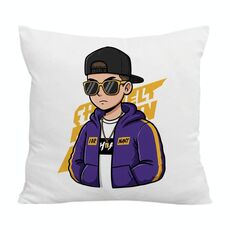 Cuscino per divano stampato hipster con stampa centrale su richiesta, dimensioni: 60x60 cm (velluto di cristallo)