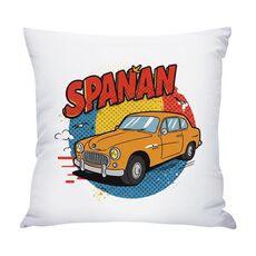 Cuscino per divano stampato con stampa a forma di auto con stampa centrale su richiesta, dimensioni: 35x35 cm (raso lucido)