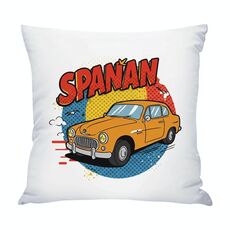 Cuscino per divano stampato con stampa a forma di auto con stampa centrale su richiesta, dimensioni: 50x50 cm (raso lucido)