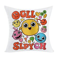 Cuscino per divano stampato con faccia buffa e stampa centrale su richiesta, dimensioni: 35x35 cm (peluche corto)