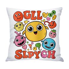 Cuscino per divano stampato con faccia buffa e stampa centrale su richiesta, dimensioni: 35x35 cm (raso lucido)