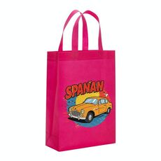 Borsa in tessuto non tessuto stampato con stampa su auto, stampa su richiesta, dimensioni: 35x25x10 cm (rosso rosa)
