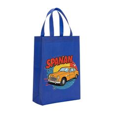 Borsa in tessuto non tessuto stampato per auto, stampa su richiesta, dimensioni: 38x30x10 cm (blu reale)