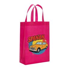 Borsa in tessuto non tessuto stampato con auto, stampa su richiesta, dimensioni: 41x35x12 cm (rosso rosa)