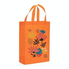 Borsa in tessuto non tessuto stampato con fiori, stampa su richiesta, dimensioni: 35x25x10 cm (arancione)