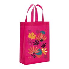 Borsa in tessuto non tessuto stampato con fiori, stampa su richiesta, dimensioni: 35x25x10 cm (rosa rossa)