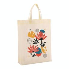 Borsa in tessuto non tessuto stampato con fiori, stampa su richiesta, dimensioni: 35x25x10 cm (beige)