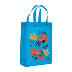 Borsa in tessuto non tessuto stampato con fiori, stampa su richiesta, dimensioni: 35x25x10 cm (azzurro cielo)
