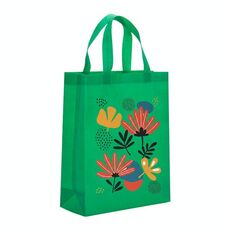 Borsa in tessuto non tessuto stampato con fiori, stampa su richiesta, dimensioni: 38x30x10 cm (verde erba)