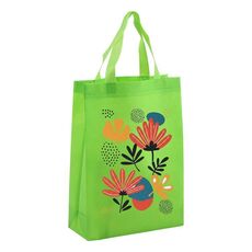 Borsa in tessuto non tessuto stampato con fiori, stampa su richiesta, dimensioni: 38x30x10 cm (verde frutta)