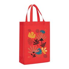 Borsa in tessuto non tessuto stampato con fiori, stampa su richiesta, dimensioni: 38x30x10 cm (rosso)