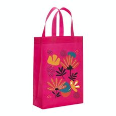 Borsa in tessuto non tessuto stampato con fiori, stampa su richiesta, dimensioni: 38x30x10 cm (rosa rossa)