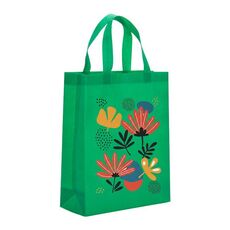 Borsa in tessuto non tessuto stampato con fiori, stampa su richiesta, dimensioni: 41x35x12 cm (verde erba)