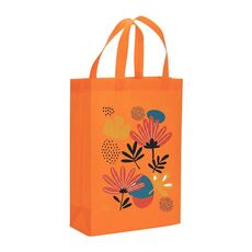 Borsa in tessuto non tessuto stampato con fiori, stampa su richiesta, dimensioni: 41x35x12 cm (arancione)
