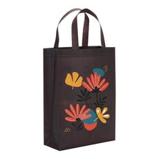 Borsa in tessuto non tessuto stampato con fiori, stampa su richiesta, dimensioni: 41x35x12 cm (caffè)