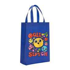 Borsa in tessuto non tessuto con stampa di faccine divertenti, stampa su richiesta, dimensioni: 35x25x10 cm (blu reale)